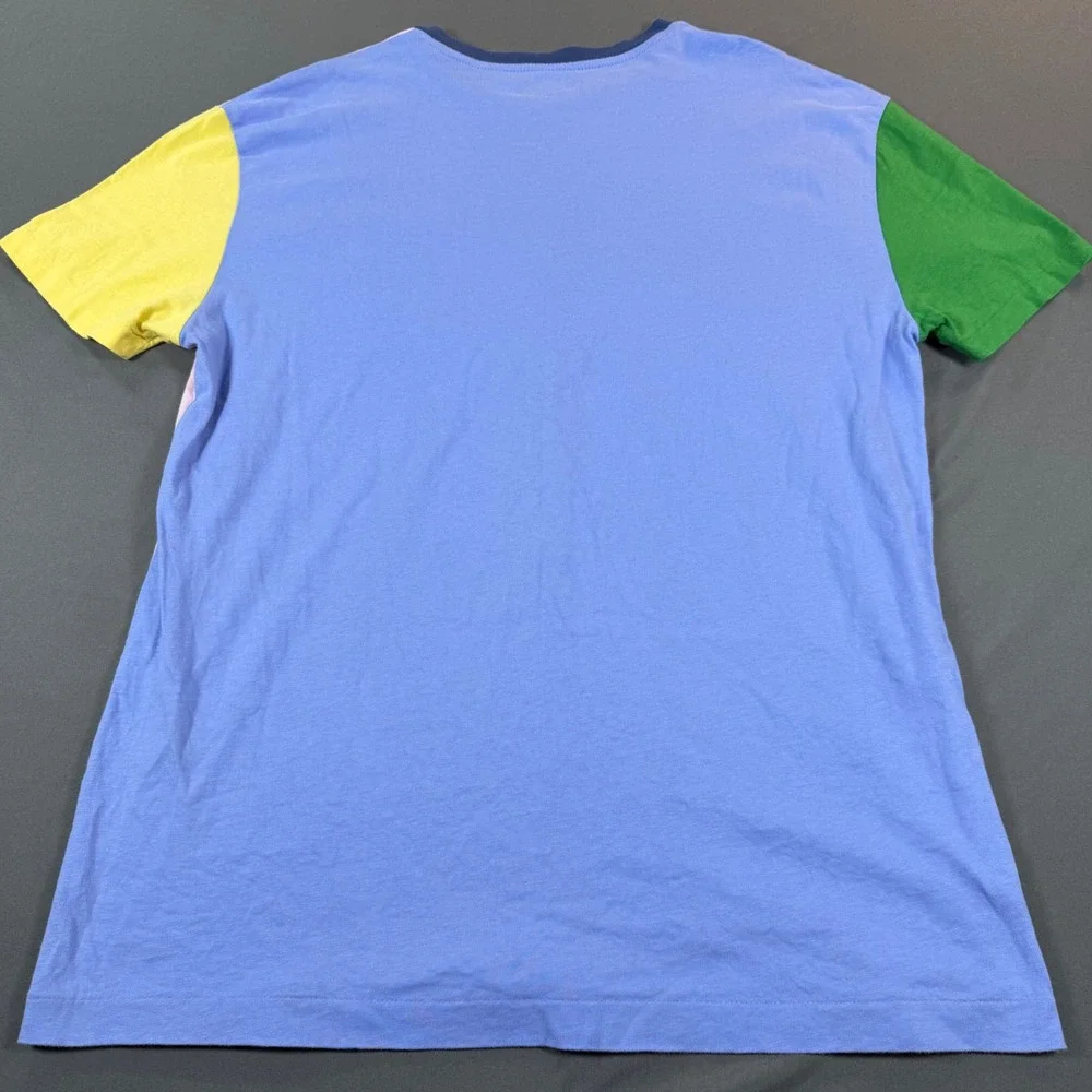 Polo Ralph Lauren Mens Classic‎ Fit Colorblock Pocket T-Shirt Pink Blue Small